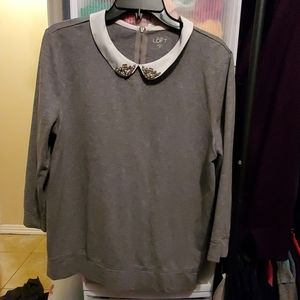 Ann Taylor LOFT Embellished Grey Sweatshirt
